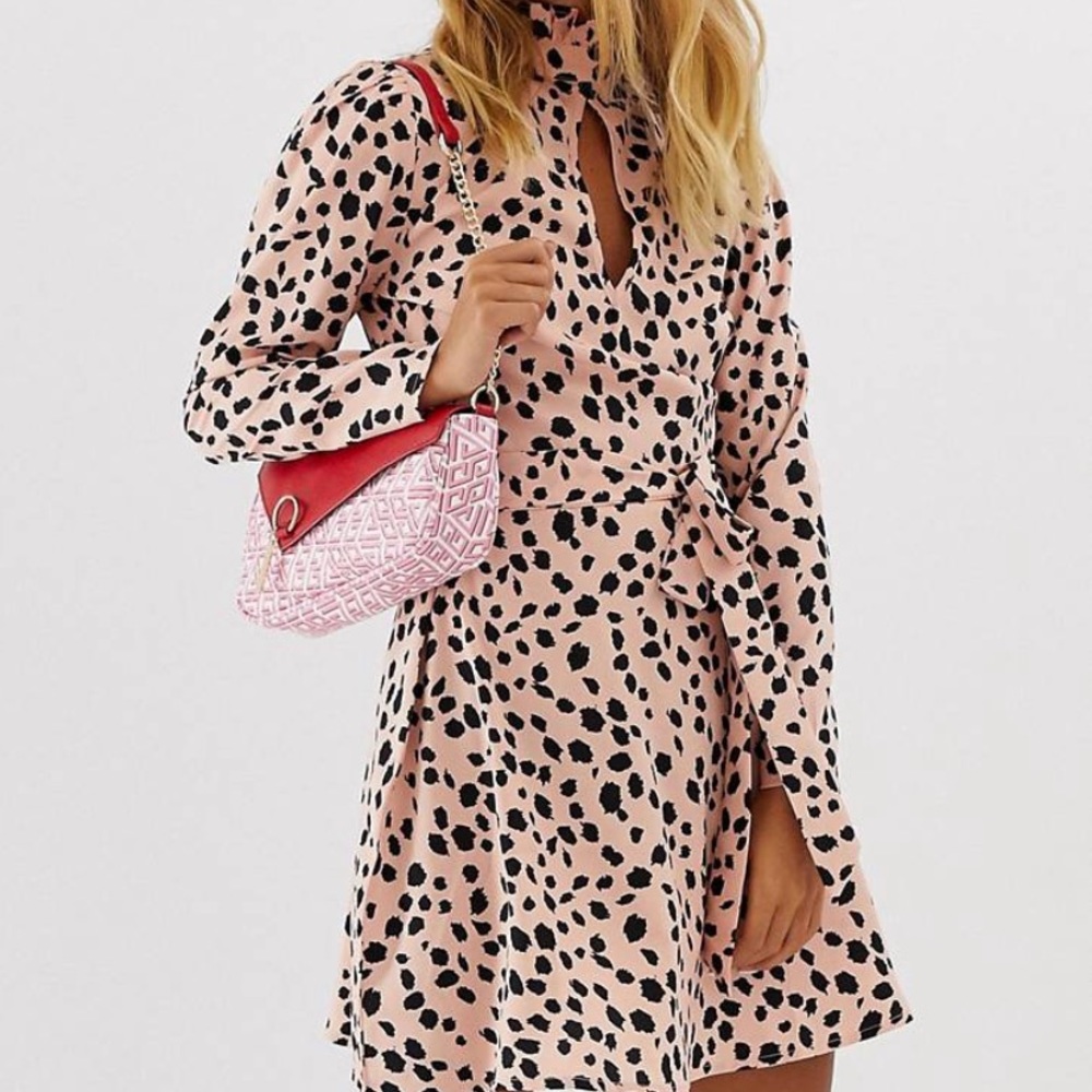 ASOS Wednesday Girl Pink Dalmatian Dress